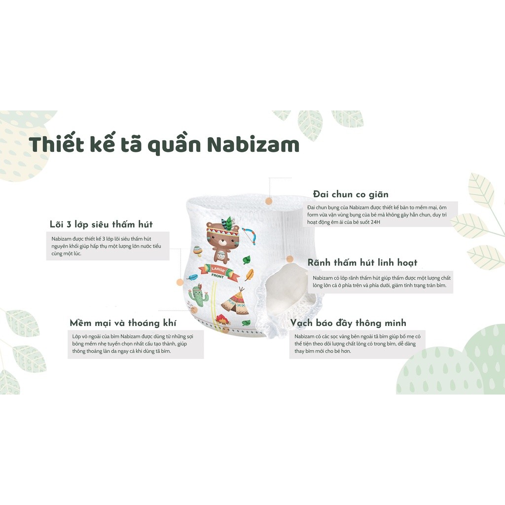 Ảnh COMBO 4 Tã/Bỉm Quần NABIZAM UltraThin Công Nghệ Thấm Hút Từ Hàn Quốc, Mỏng Nhẹ Và Chống Tràn Size XL /từ 12kg/26 miếng 3