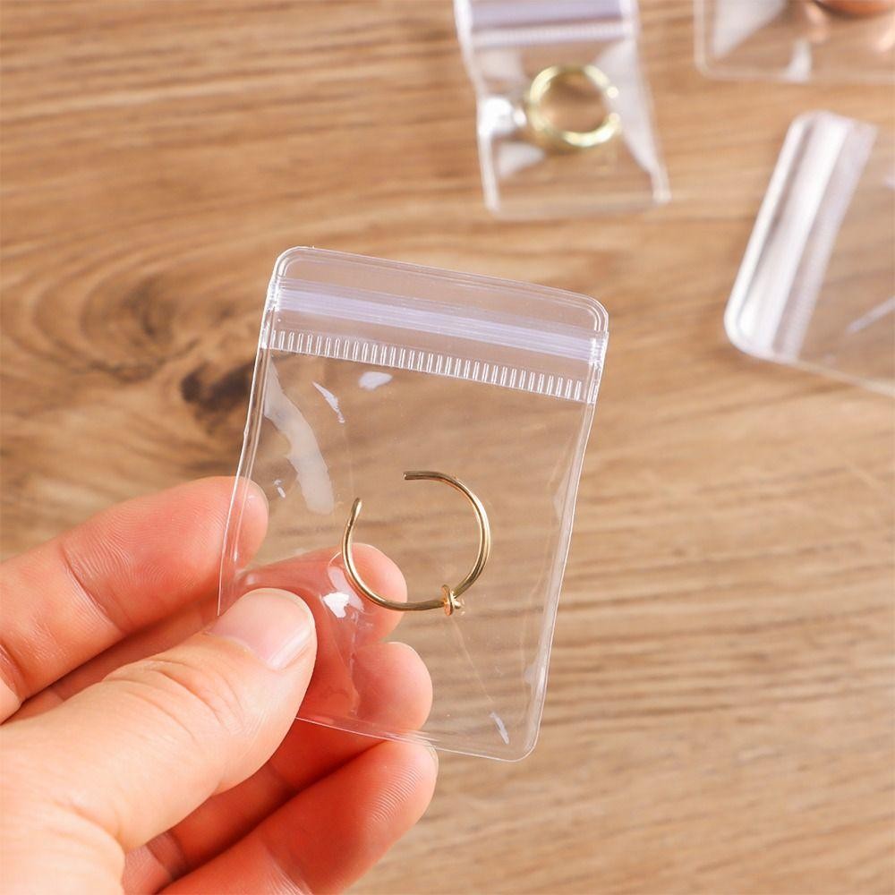 YUUKII 100 chiếc túi tự niêm phong, túi khóa zip trong suốt có thể đóng lại, nhựa PVC chống bụi, bao bì quà tặng, túi đựng trang sức