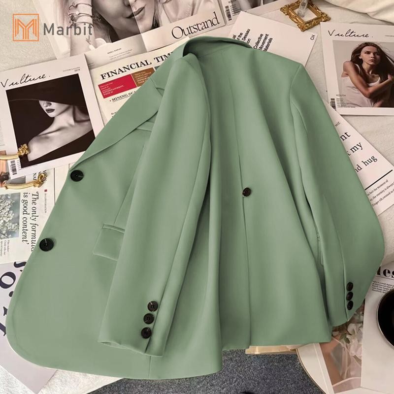 Marbit Nữ Blazer Hàn Quốc Thường Ngày Công Sở Nữ Áo Khoác Ngoài Lưng Đơn Ngực Phù Hợp Với Mới