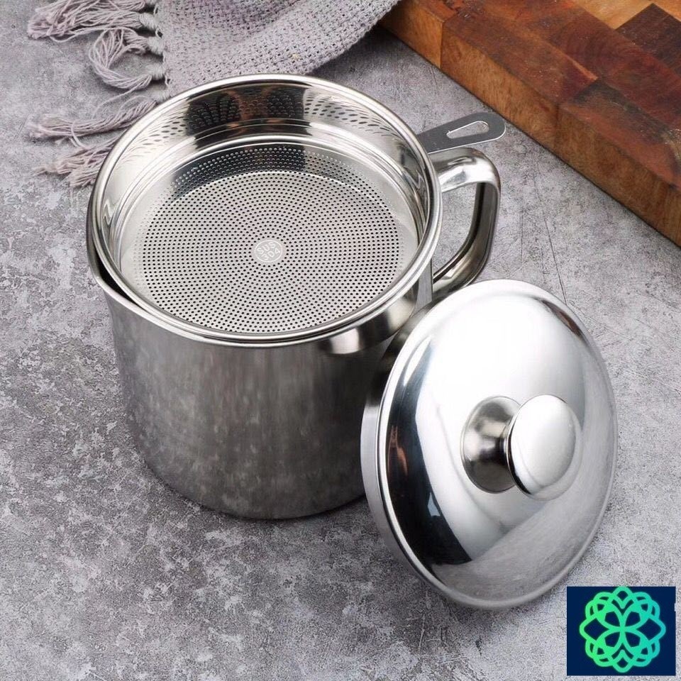 Ca Lọc Dầu Inox - Bình Lọc Cặn Dầu Ăn Cao cấp Có Nắp Đậy vô cùng tiện lợi