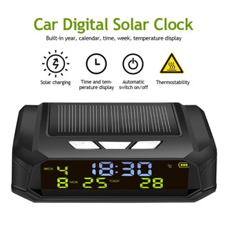 Lookshow Đồng hồ kỹ thuật số ô tô năng lượng mặt trời LCD Thời gian ngày Hiển thị nhiệt độ Ngoài trời Phụ tùng ô tô Trang trí C01 / C05 L4V4