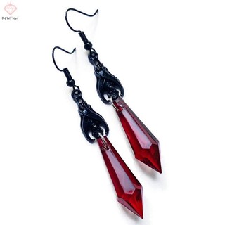 [Pcwkkef] Bông tai dơi đen đính hạt nhỏ giọt màu đỏ, bông tai, trang sức Gothic, trang sức thay thế, quà tặng Gothic cho cô ấy, người yêu dơi, Halloween mới