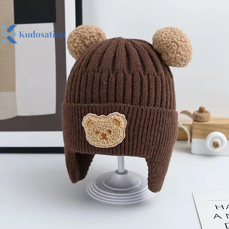 Kudosation Gấu Dễ Thương Dệt Kim Bịt Tai Mũ Cho Trẻ Em Mùa Đông Dày Ấm Áp Mũ Len Cho Trẻ Sơ Sinh Và Trẻ Tập Đi