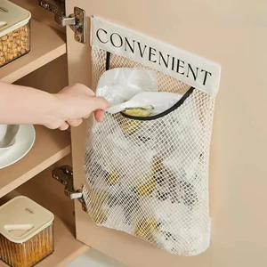 Túi lưới đựng đồ đa năng dán tủ bếp,Giỏ túi đựng tất vớ Túi đựng đồ lót dán tường cạnh tủ,Túi lưu trữ túi bóng rác FE123