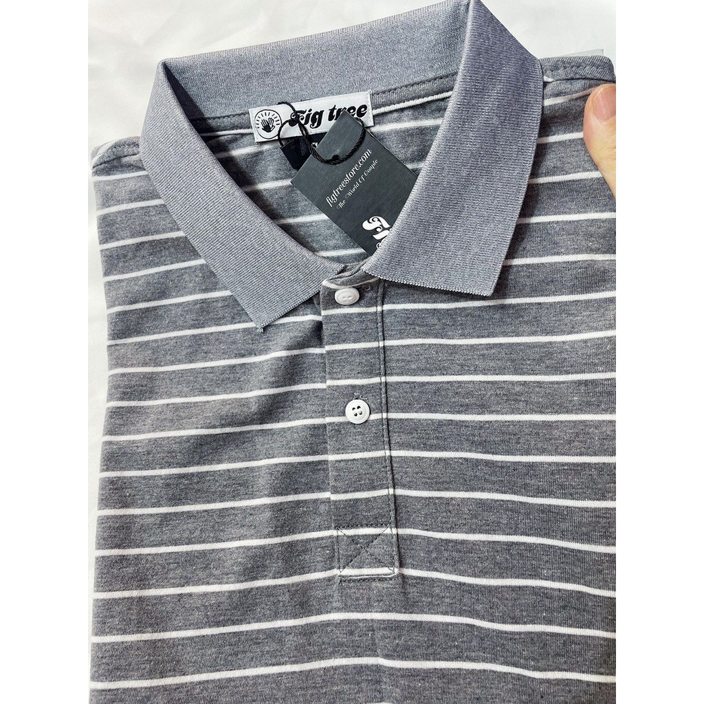 Combo Gia Đình Fig Tree Thun Polo Sọc Xám Ghi Cotton Mát Mẻ Cho Mùa Hè