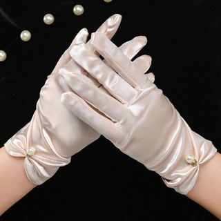 Găng Tay Cưới Satin Màu Trơn Cho Cô Dâu - Co Giãn và Thanh Lịch