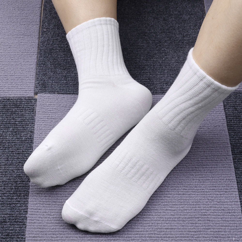 1 / 3 Đôi Tất Cotton Nam Nữ Thu Đông - Vớ Thể Thao Ống Giữa Màu Trơn - Thời Trang Đơn Giản, Mềm Mại Thoải Mái - Hút Mồ Hôi, Chống Mùi, Thoáng Khí Bắp Chân Ngắn