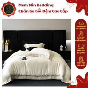)Bộ Chăn Ga Gối Chất Liệu Tencel Mềm Mát Phong Cách Đơn Gỉan Tinh Xảo Thanh Lịch - MemMinbedding Luxury