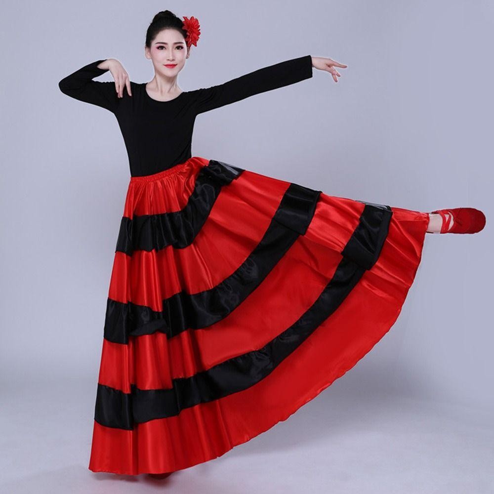 Trang phục khiêu vũ bụng Hobbyin - Váy Flamenco kiểu Tây Ban Nha chất liệu satin mềm mại, phù hợp tiệc nhảy múa