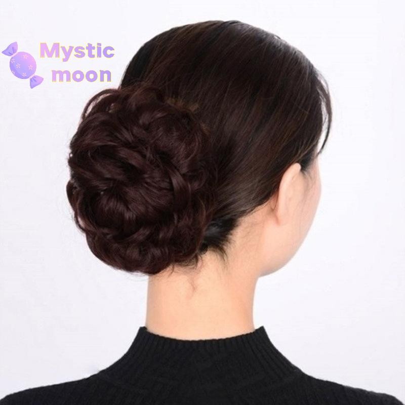 [Huyền Bí] Tóc giả búi kẹp ngoặm xoăn búi rối trung niên cao cấp dễ sử dụng [New]