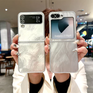 Vỏ sợi băng và lông vũ đầy màu sắc bằng Laser cho Samsung Galaxy Z Flip 5 Flip 6 Flip 4 Z Flip 4 5 6 Vỏ bảo vệ Camera cứng