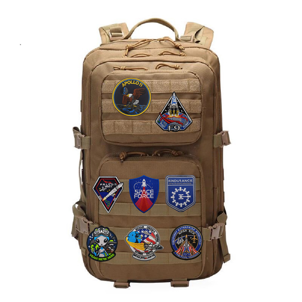 Phụ kiện túi ngoài trời Falcon No. 9 Phi hành gia Phi hành gia Khám phá không gian Độ bền Thêu vá NASA STS Discovery No. Băng đeo Velcro phi hành gia Apollo