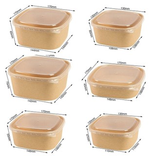 JKDESIGN 10 Cái / bộ Hộp Cơm Trưa, Dùng Một Lần Có Nắp Hộp Đựng, Giấy Kraft Thời Trang Chống Rò Rỉ Dung Tích Lớn Bento Hộp Cho Phụ Kiện Nhà Bếp