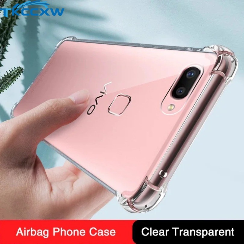 Ốp Điện Thoại Trong Suốt Cho VIVO X20 Plus X20Plus Cao Cấp TPU Túi Khí Silicon Mềm Ban Đầu Bảo Vệ Ống Kính Mặt Sau Funda