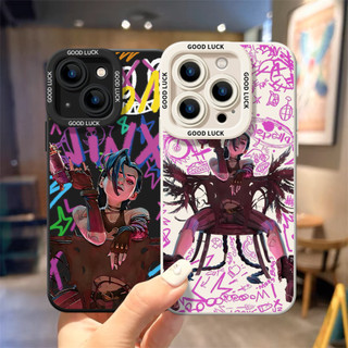 Ốp điện thoại di động sơn thời trang Jinx cho iPhone16 / 15 / 14 / 13 / MINI / 12 / 11 / Pro MAX / X / XS / XR / 7 / 8 / 6 Vỏ bảo vệ toàn diện bằng silicon lỏng chống sốc và chống rơi