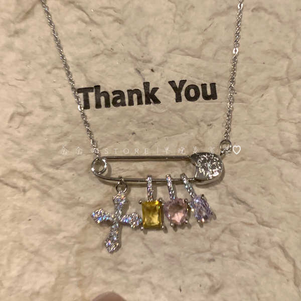 vòng safety pin good circles vòng cổ Cross love zircon kẹp giấy vòng cổ ...