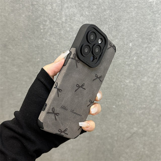 Ốp điện thoại di động dây buộc da lộn màu xám sang trọng cho iPhone16 15 14 13 12 11 Pro MAX IXS MAX XR XS 7 8 Plus bảo vệ camera chống sốc chống rơi mặt sau mềm