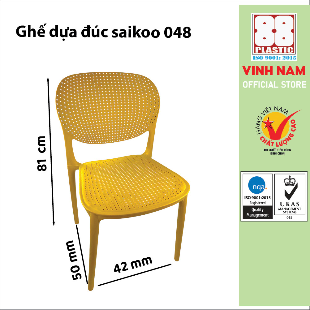 Ghế Dựa Đúc Cao Cấp Vinh Nam Size 50 x 42 x 81 cm Ghế Dựa Đúc Nguyên Khối Có Đế Chống Trượt Mã 048