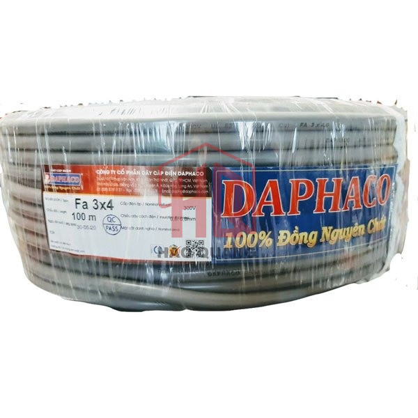(Mét) Dây Điện Daphaco 3x4.0mm 3PA Bọc Xám | Dẫn Điện Tốt – Chống Cháy – Chính Hãng