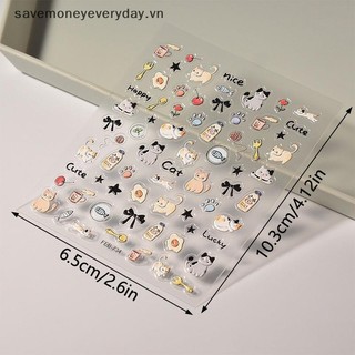 [savemoneyeveryday] 5D Nổi Hoạt Hình Dễ Thương Paw Fish Design Nail Art Sticker Đề Can Đồ Dùng Tự Dính Cho Nữ Và Bé Gái [vn]
