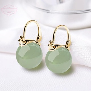 [HORK] Bông tai hạt ngọc bích phong cách cổ xưa Khóa tai khí chất thời trang nhẹ nhàng dành cho nữ Cô gái Bông tai cổ điển Phụ kiện trang sức Quà tặng VN