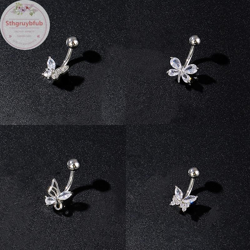 STHB Thời Trang Nơ Bụng Nút Nhẫn Thép Không Gỉ Zircon Rốn Xuyên Nhẫn Nữ Cô Gái Gợi Cảm Cơ Thể Trang Sức Quà Tặng VN