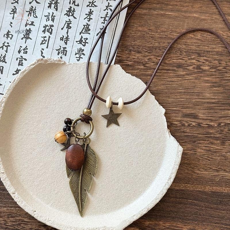 HNKMP Vintage Boho Vòng Cổ Kim Loại Dành Cho Nữ Cổ Dài Dây Xích Mặt Dây Chuyền Handmade Tuyên Bố Lớp Trang Sức Phụ Kiện.