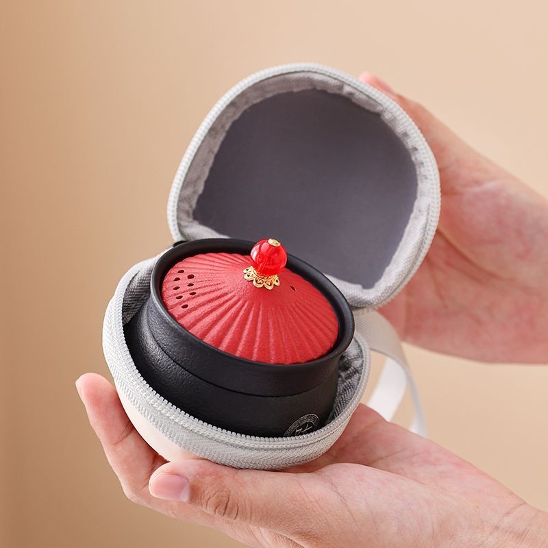 Bộ trà du lịch bằng gốm di động Vỏ bát Cốc nhanh Một nồi Một cốc có túi Bộ trà đơn Bộ trà giải trí văn phòng