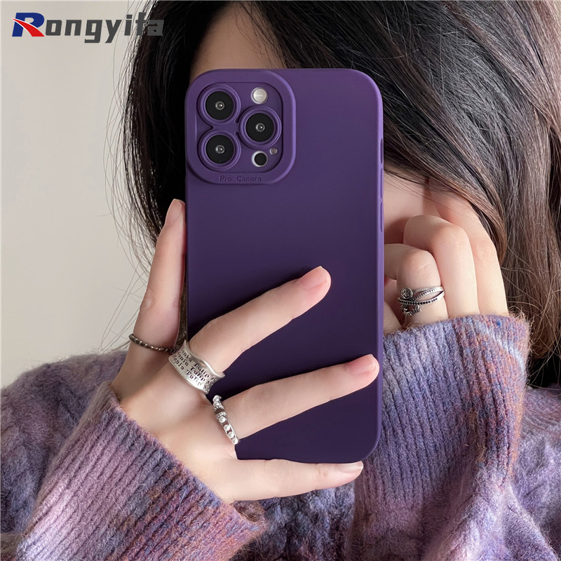Vỏ Màu Tím Chắc Chắn Cho OPPO A5 A3X A40 A3 Pro A60 A98 A1 A79 A2 Pro A78 A58 A18 A38 A16S A54S A96 A76 A36 A92 A72 A52 5G 4G Đơn Giản Sang Trọng Ốp lưng TPU Mềm Chống Sốc