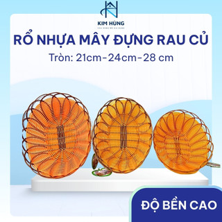 [Giá Xưởng] Rổ Nhựa Giả Mây Dạng Tròn Cao Cấp – Đựng Rau Củ, Trái Cây, Nhiều Kích Thước