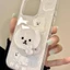 Ốp điện thoại hình chó con trắng hoạt hình + đứng cho iPhone 17 16 15 14 13 12 11 Pro Max X Xr XsMax 7 8 Plus SE2020