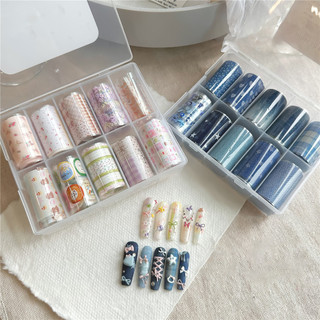 XEIJAYI Bộ giấy chuyển nghệ thuật 10PCS/1 hộp, giấy decal bầu trời sao, trang trí móng tay, dụng cụ cho tiệm