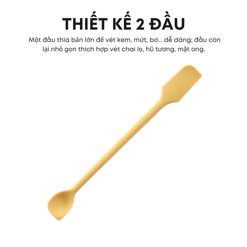 Thìa Silicon 2 Đầu Vét Kem Mứt Bơ Sốt KOOBEE Dài 26cm Mềm Dẻo An Toàn Thực Phẩm | 283
