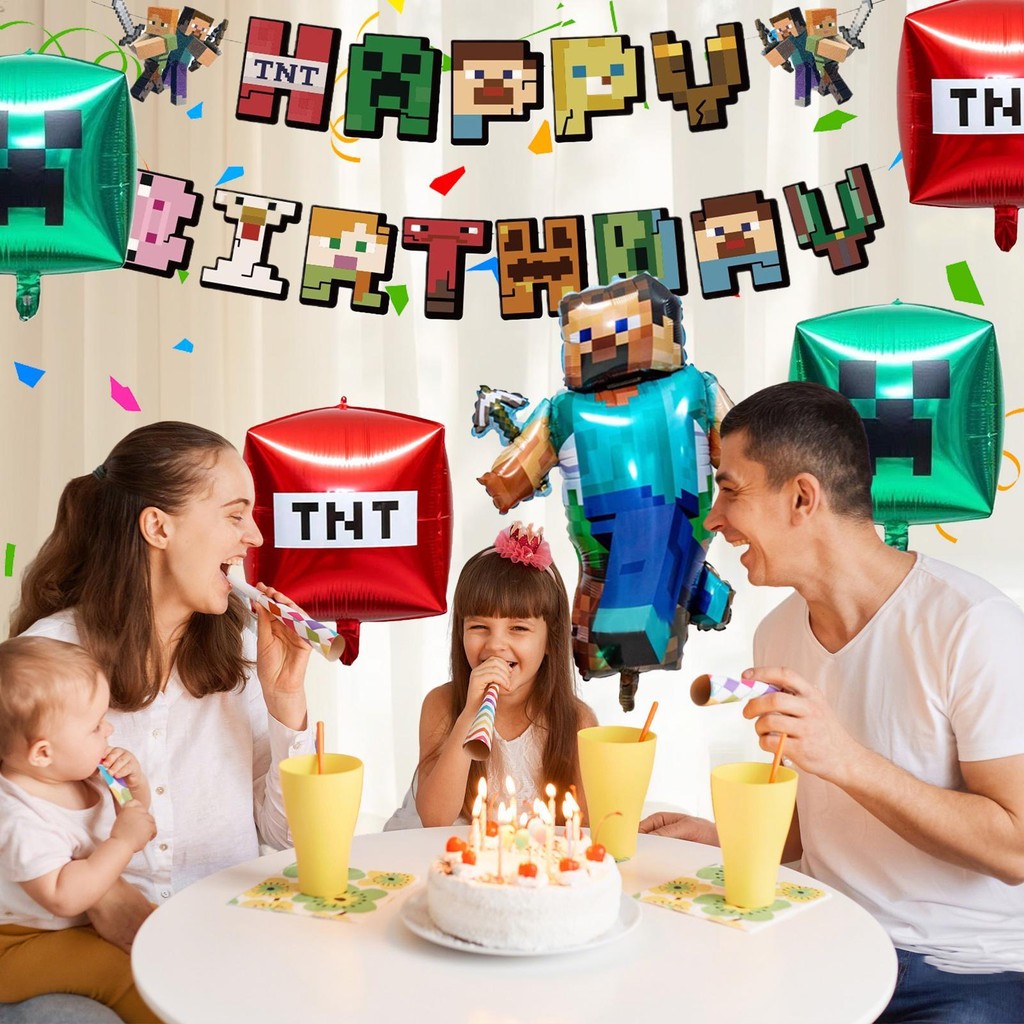 Bóng bay bằng lá Minecraft Hình dạng đặc biệt Bóng bay sinh nhật Đạo cụ cho trò chơi Đồ dùng trang trí dự tiệc theo chủ đề greiwe2vn