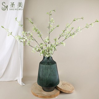 Cành hoa tuyết liễu nhân tạo từ cao su và hoa lụa trang trí phong cách cổ điển cao 80 cm thân giả mốc giống hệt thật