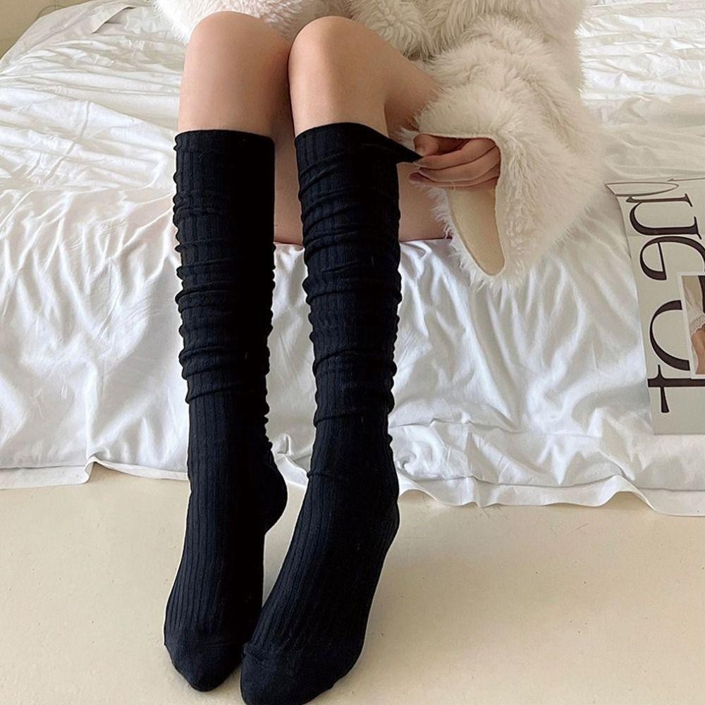 Đôi tất cao đến đầu gối SNUGHOUSE từ cotton nguyên chất, màu trơn, giữ ấm tuyệt vời cho mùa thu đông