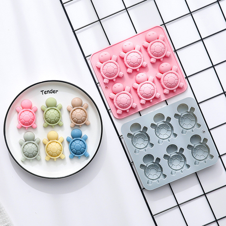 6 Khoang Khuôn Silicon Hình Rùa Thạch Sô Cô La Pudding Khuôn Đá Viên Epoxy Khuôn Hướng Dẫn Dán Khuôn DIY Khuôn Nướng Bánh