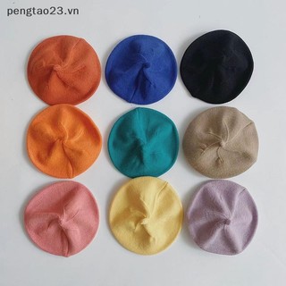 [pengtao23] Mũ nồi dệt kim dễ thương thời trang cho bé Màu trơn Mũ ấm áp cho trẻ em Thu đông cho trẻ em Quà tặng phụ kiện Bonnet ngoài trời [có sẵn]