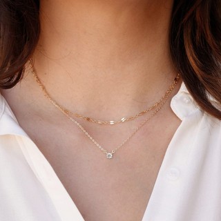 Vòng Cổ Nữ Kim Cương Giả Zircon Đôi Vòng Cổ Sóng Nước Dây Xích Xương Đòn Dây Xích Thời Trang Phương Tây Phù Hợp Với Thiết Kế Đơn Giản Năm Mới Trang Sức Nơi Làm Việc Kim Cương