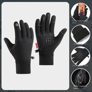 Găng tay trượt tuyết đi xe đạp, nylon và polyester, ấm áp mùa đông, chạm màn hình cảm ứng dễ dàng