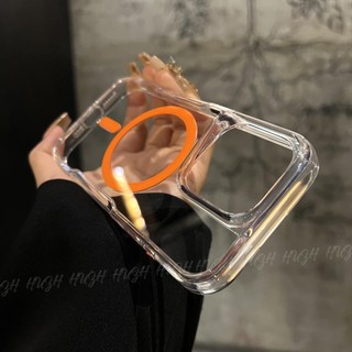 Ốp điện thoại di động hút từ tính eo nhỏ trong suốt không màu vàng cho iPhone16 15 14 13 12 11 Pro Max bảo vệ camera chống sốc acrylic bìa cứng