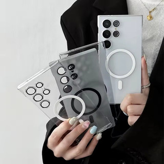 [Jlk] Ốp từ tính không viền siêu mỏng cho Samsung Galaxy S23 S22 S25 Ultra S24 Plus Độ cứng mờ trong suốt S24 Ultra PC Cover