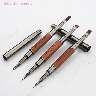 [Beautifulhome] Bút keo dán móng tay hai đầu bằng gỗ đàn hương UV Gel Brush Nail Art Painting Extension Gel Nail Line Brush Dụng cụ làm móng tay [làm đẹp]