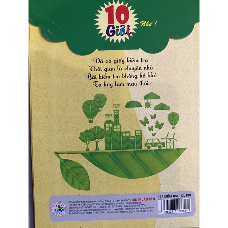 Tệp giấy kiểm tra định lượng 80gsm, kẻ 4 ô li ( 20 tờ)
