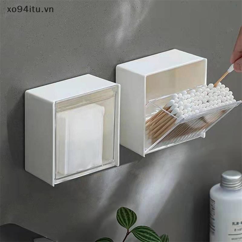 Xoitu Tấm Lót Cotton Treo Tường Hộp Bảo Quản Chống Bụi Phòng Tắm Tổ Chức Cho Bông Swas Trang Điểm Dính Hộp Đựng Trang Sức VN