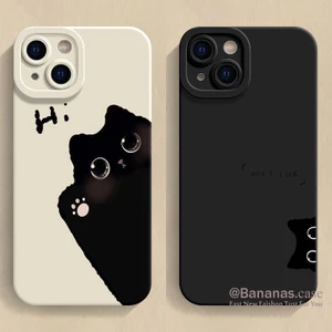 Anime Hoạt Hình Mèo Đen Cặp Đôi Ốp Lưng Điện Thoại iPhone 16 15 14 13 12 11 Pro Max X Xr Xs Max 7 8 Plus SE2020