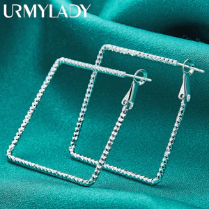URMYLADY Bạc 925 Bông Tai Vuông Cho Nữ Thời Trang Cưới Đính Hôn Dự Tiệc Trang Sức
