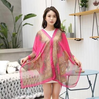 2025 Khăn Choàng Chống Nắng Mùa Hè Dài Tay Nữ Đi Biển Khăn Lụa Chống Nắng Băng Voan Chất Liệu