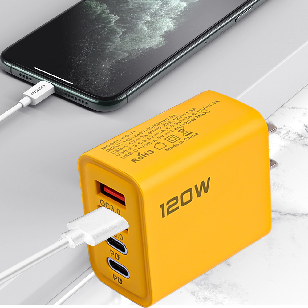 Bộ sạc nhanh 120W cho IPhone Samsung Xiaomi Hầu hết các điện thoại Cổng USB PD đôi Bộ sạc điện thoại di động