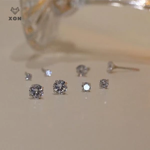 1 Đôi Bông Tai Zircon Four Prong Đơn Giản Cho Nữ [VN]